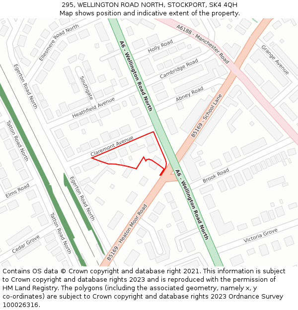 295, WELLINGTON ROAD NORTH, STOCKPORT, SK4 4QH: Location map and indicative extent of plot