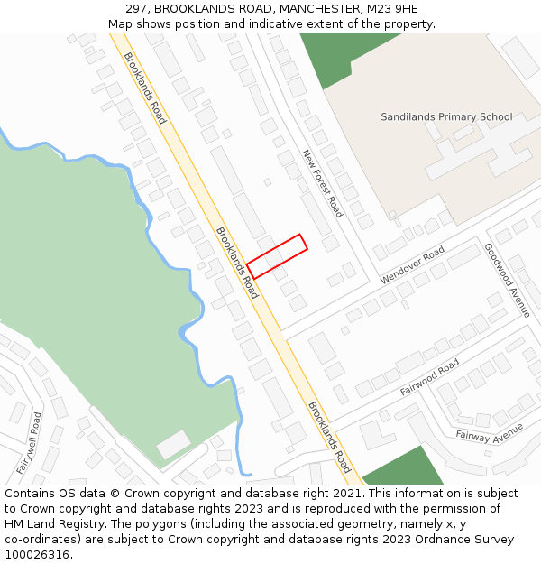 297, BROOKLANDS ROAD, MANCHESTER, M23 9HE: Location map and indicative extent of plot