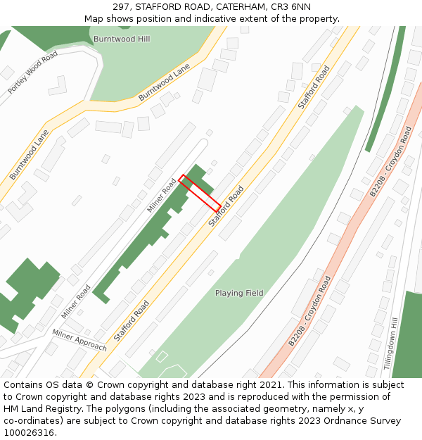 297, STAFFORD ROAD, CATERHAM, CR3 6NN: Location map and indicative extent of plot