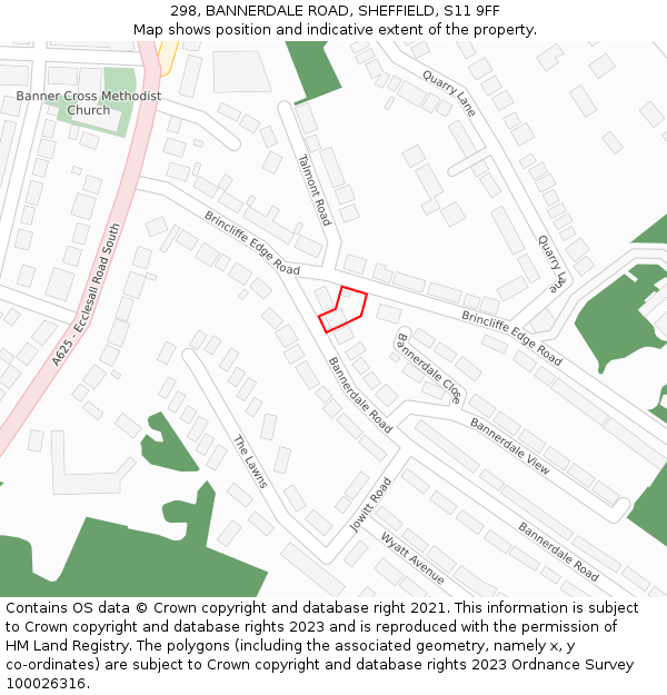 298, BANNERDALE ROAD, SHEFFIELD, S11 9FF: Location map and indicative extent of plot