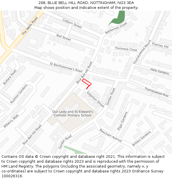 298, BLUE BELL HILL ROAD, NOTTINGHAM, NG3 3EA: Location map and indicative extent of plot