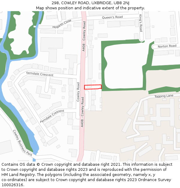 298, COWLEY ROAD, UXBRIDGE, UB8 2NJ: Location map and indicative extent of plot