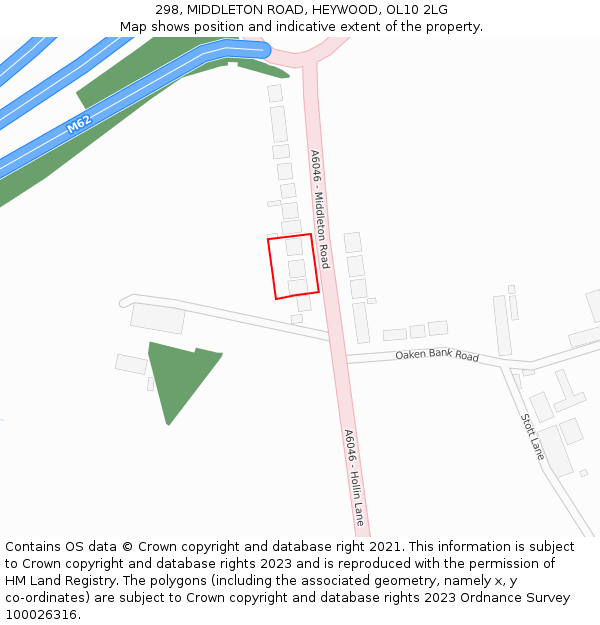 298, MIDDLETON ROAD, HEYWOOD, OL10 2LG: Location map and indicative extent of plot