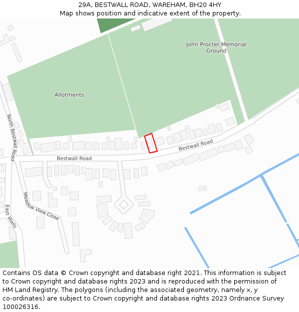 29A, BESTWALL ROAD, WAREHAM, BH20 4HY: Location map and indicative extent of plot