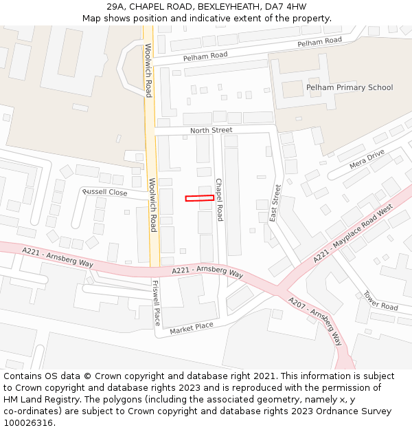 29A, CHAPEL ROAD, BEXLEYHEATH, DA7 4HW: Location map and indicative extent of plot