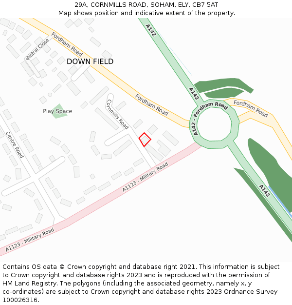 29A, CORNMILLS ROAD, SOHAM, ELY, CB7 5AT: Location map and indicative extent of plot