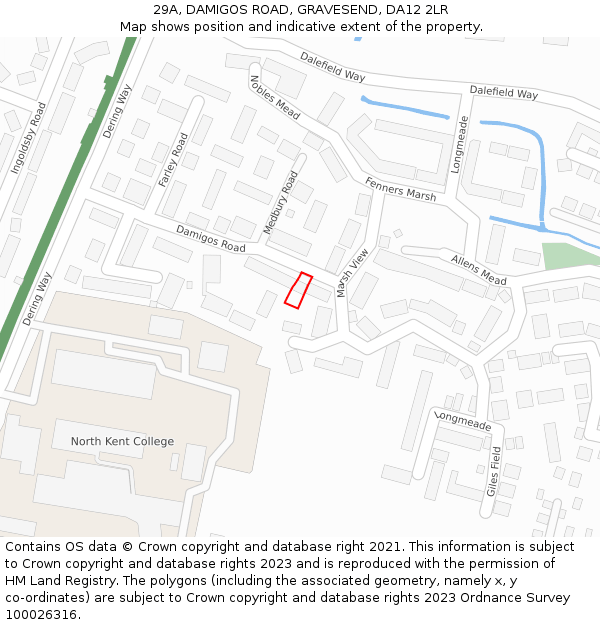 29A, DAMIGOS ROAD, GRAVESEND, DA12 2LR: Location map and indicative extent of plot