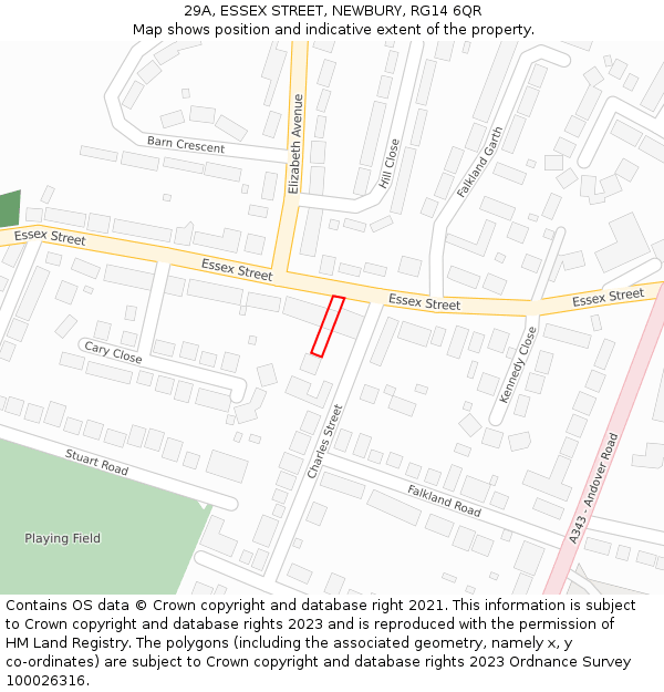29A, ESSEX STREET, NEWBURY, RG14 6QR: Location map and indicative extent of plot