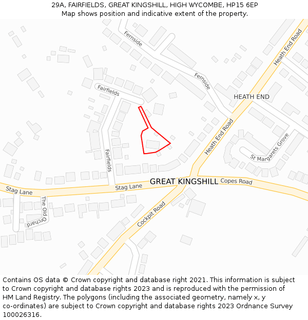 29A, FAIRFIELDS, GREAT KINGSHILL, HIGH WYCOMBE, HP15 6EP: Location map and indicative extent of plot