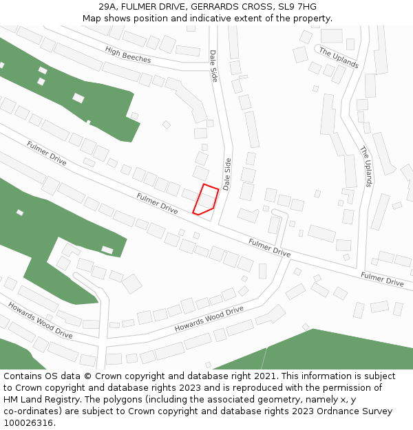 29A, FULMER DRIVE, GERRARDS CROSS, SL9 7HG: Location map and indicative extent of plot