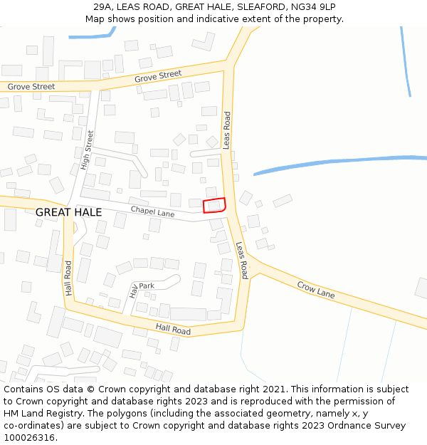 29A, LEAS ROAD, GREAT HALE, SLEAFORD, NG34 9LP: Location map and indicative extent of plot