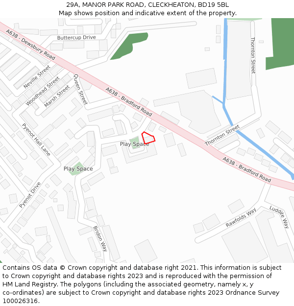 29A, MANOR PARK ROAD, CLECKHEATON, BD19 5BL: Location map and indicative extent of plot