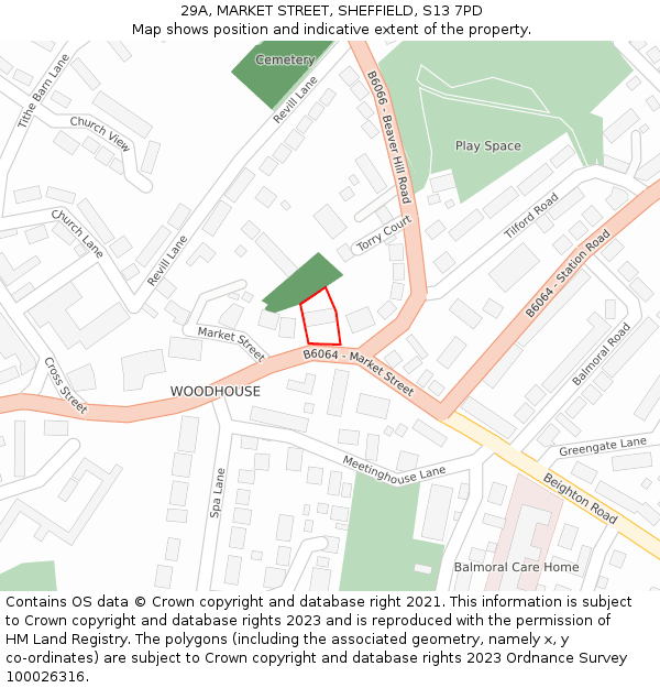 29A, MARKET STREET, SHEFFIELD, S13 7PD: Location map and indicative extent of plot