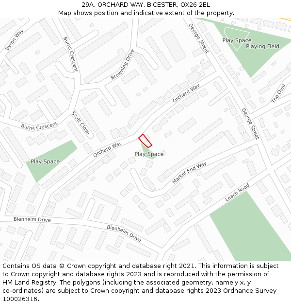 29A, ORCHARD WAY, BICESTER, OX26 2EL: Location map and indicative extent of plot