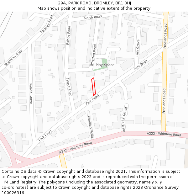 29A, PARK ROAD, BROMLEY, BR1 3HJ: Location map and indicative extent of plot