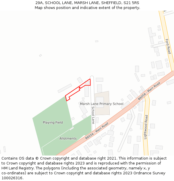 29A, SCHOOL LANE, MARSH LANE, SHEFFIELD, S21 5RS: Location map and indicative extent of plot