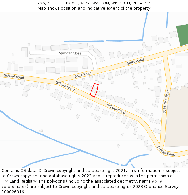 29A, SCHOOL ROAD, WEST WALTON, WISBECH, PE14 7ES: Location map and indicative extent of plot