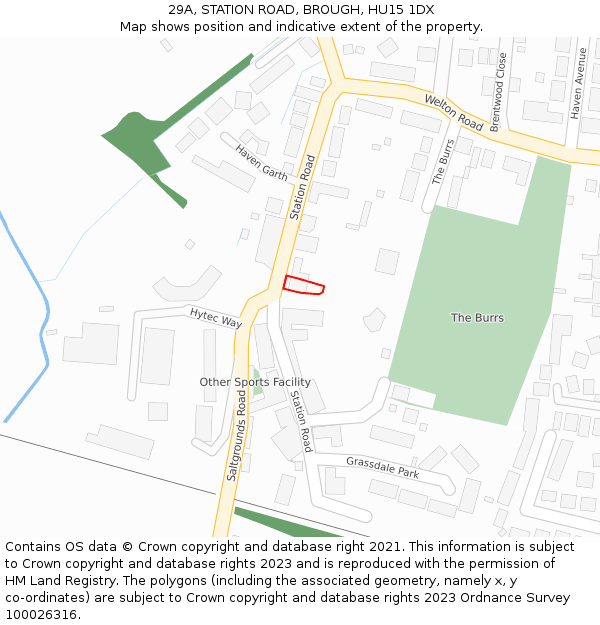 29A, STATION ROAD, BROUGH, HU15 1DX: Location map and indicative extent of plot
