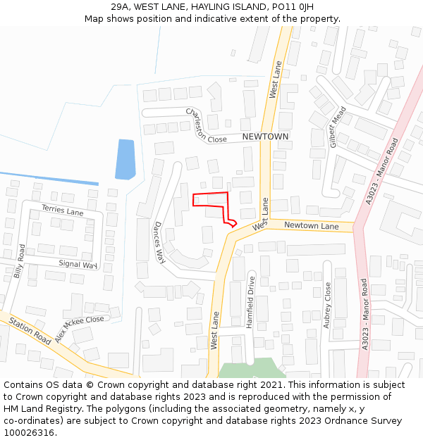 29A, WEST LANE, HAYLING ISLAND, PO11 0JH: Location map and indicative extent of plot