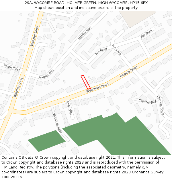 29A, WYCOMBE ROAD, HOLMER GREEN, HIGH WYCOMBE, HP15 6RX: Location map and indicative extent of plot
