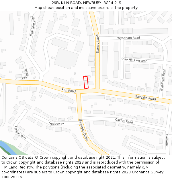 29B, KILN ROAD, NEWBURY, RG14 2LS: Location map and indicative extent of plot