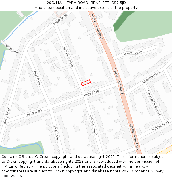 29C, HALL FARM ROAD, BENFLEET, SS7 5JD: Location map and indicative extent of plot