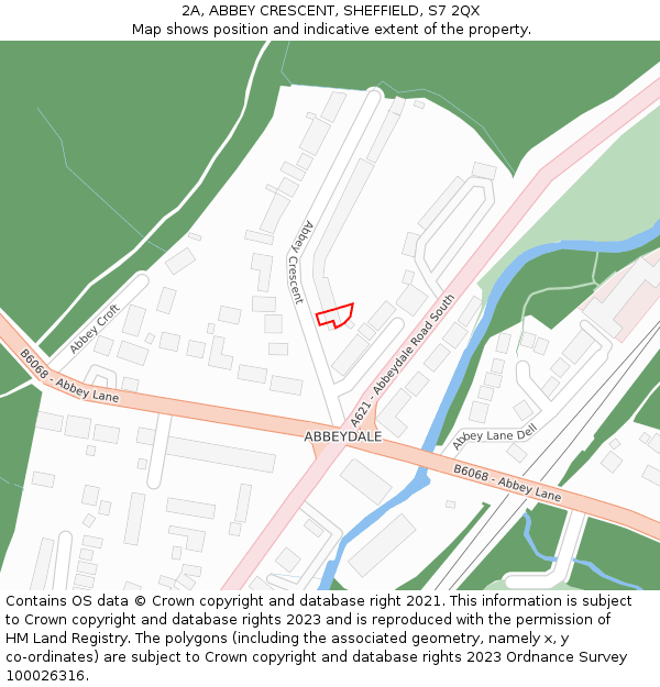 2A, ABBEY CRESCENT, SHEFFIELD, S7 2QX: Location map and indicative extent of plot