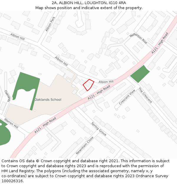 2A, ALBION HILL, LOUGHTON, IG10 4RA: Location map and indicative extent of plot