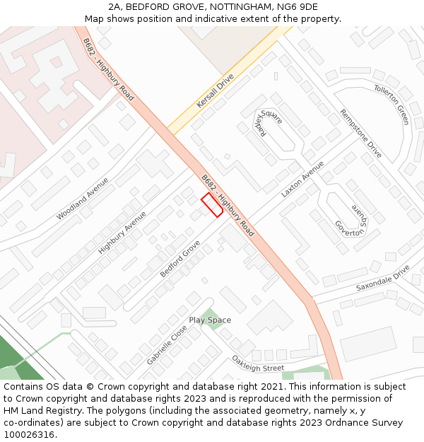 2A, BEDFORD GROVE, NOTTINGHAM, NG6 9DE: Location map and indicative extent of plot