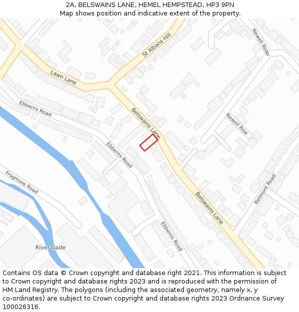 2A, BELSWAINS LANE, HEMEL HEMPSTEAD, HP3 9PN: Location map and indicative extent of plot