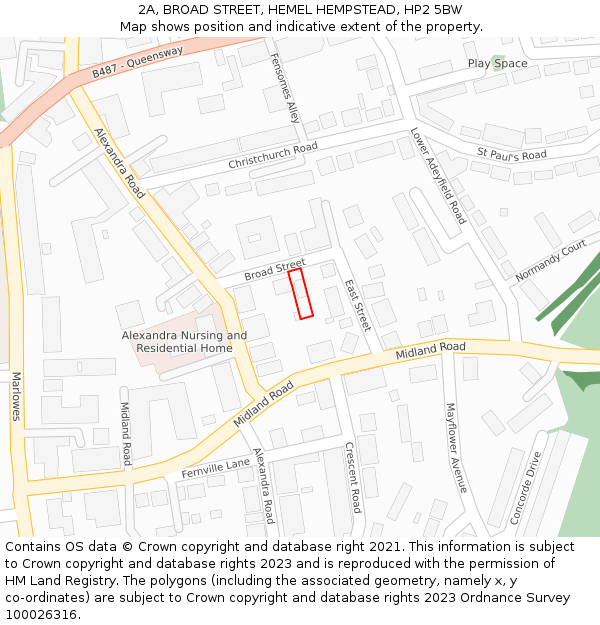 2A, BROAD STREET, HEMEL HEMPSTEAD, HP2 5BW: Location map and indicative extent of plot