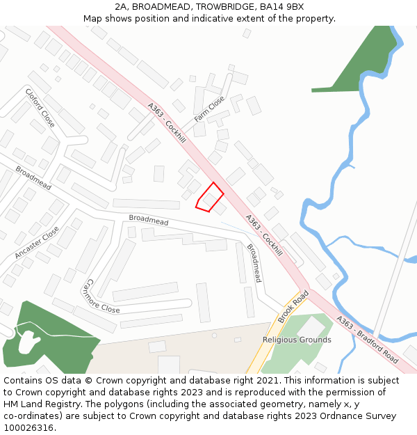 2A, BROADMEAD, TROWBRIDGE, BA14 9BX: Location map and indicative extent of plot