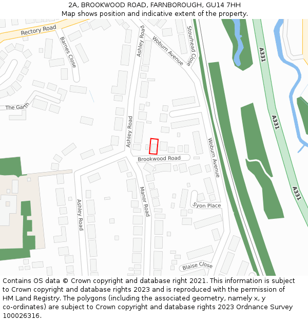 2A, BROOKWOOD ROAD, FARNBOROUGH, GU14 7HH: Location map and indicative extent of plot