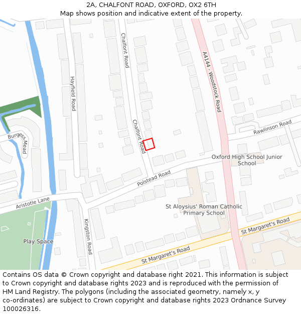 2A, CHALFONT ROAD, OXFORD, OX2 6TH: Location map and indicative extent of plot