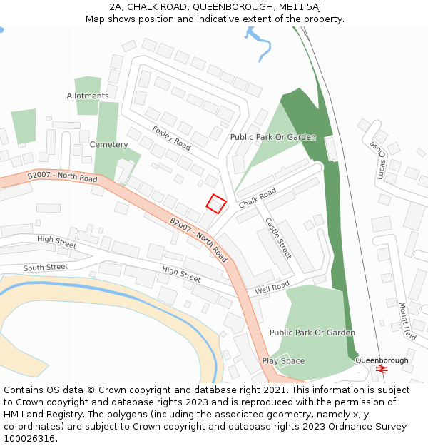 2A, CHALK ROAD, QUEENBOROUGH, ME11 5AJ: Location map and indicative extent of plot