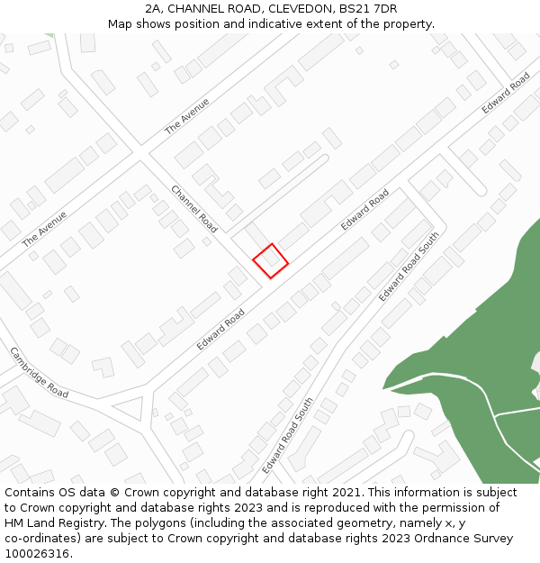 2A, CHANNEL ROAD, CLEVEDON, BS21 7DR: Location map and indicative extent of plot