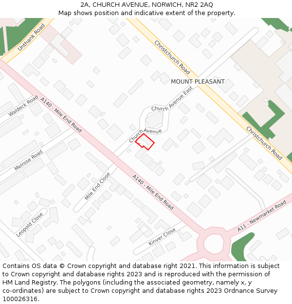 2A, CHURCH AVENUE, NORWICH, NR2 2AQ: Location map and indicative extent of plot