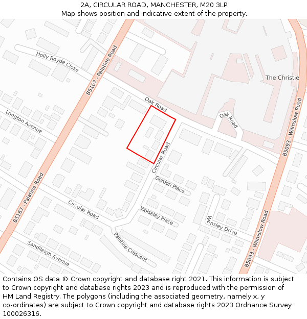 2A, CIRCULAR ROAD, MANCHESTER, M20 3LP: Location map and indicative extent of plot