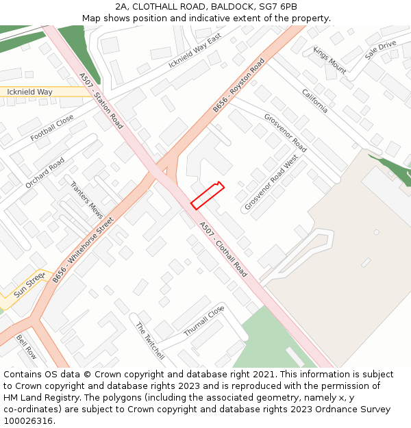 2A, CLOTHALL ROAD, BALDOCK, SG7 6PB: Location map and indicative extent of plot