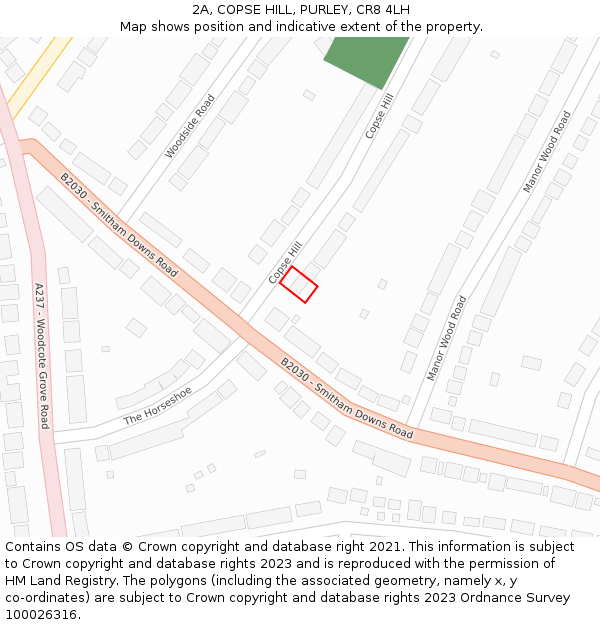 2A, COPSE HILL, PURLEY, CR8 4LH: Location map and indicative extent of plot