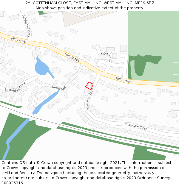 2A, COTTENHAM CLOSE, EAST MALLING, WEST MALLING, ME19 6BZ: Location map and indicative extent of plot