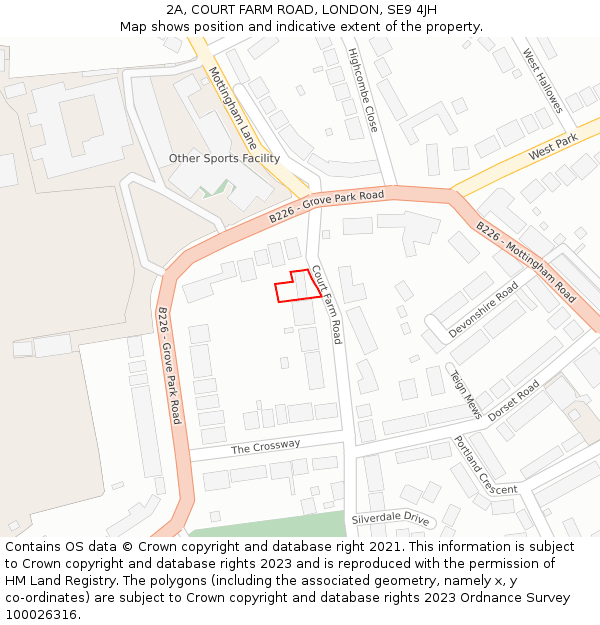 2A, COURT FARM ROAD, LONDON, SE9 4JH: Location map and indicative extent of plot