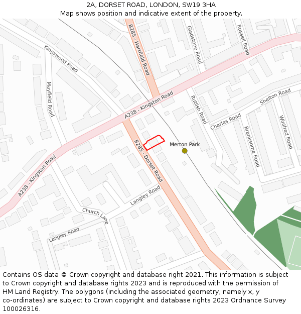 2A, DORSET ROAD, LONDON, SW19 3HA: Location map and indicative extent of plot