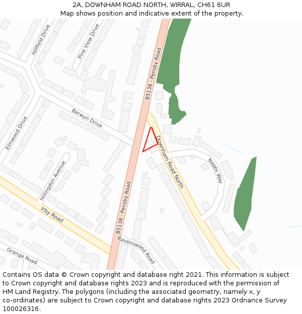 2A, DOWNHAM ROAD NORTH, WIRRAL, CH61 6UR: Location map and indicative extent of plot