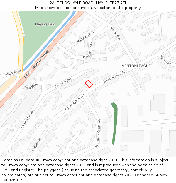 2A, EGLOSHAYLE ROAD, HAYLE, TR27 4EL: Location map and indicative extent of plot