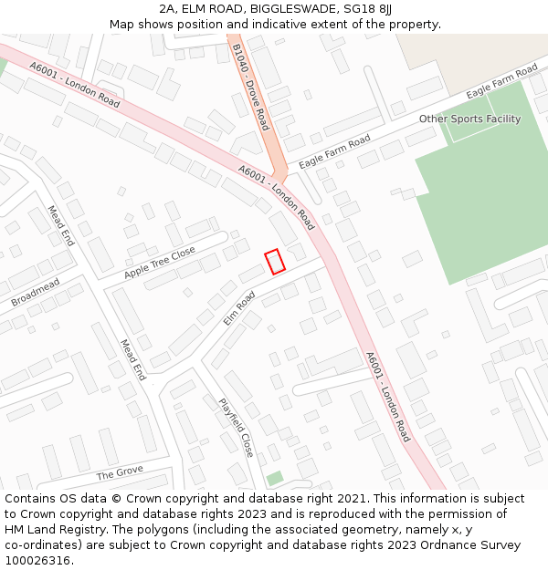 2A, ELM ROAD, BIGGLESWADE, SG18 8JJ: Location map and indicative extent of plot