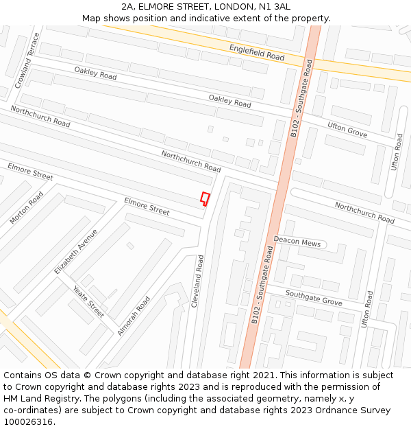 2A, ELMORE STREET, LONDON, N1 3AL: Location map and indicative extent of plot