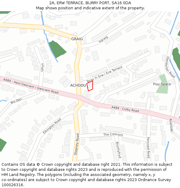 2A, ERW TERRACE, BURRY PORT, SA16 0DA: Location map and indicative extent of plot