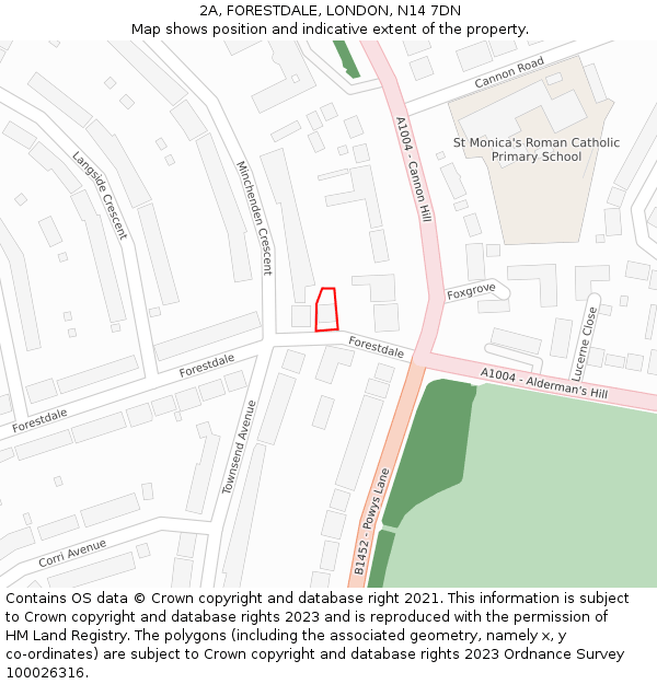 2A, FORESTDALE, LONDON, N14 7DN: Location map and indicative extent of plot