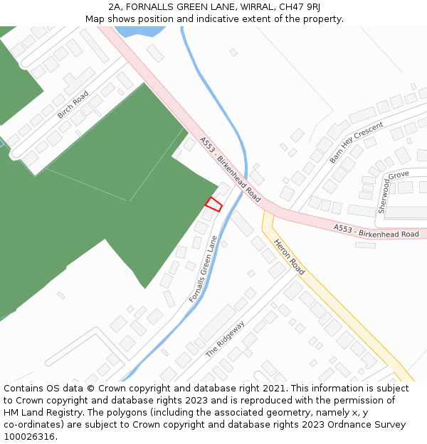 2A, FORNALLS GREEN LANE, WIRRAL, CH47 9RJ: Location map and indicative extent of plot